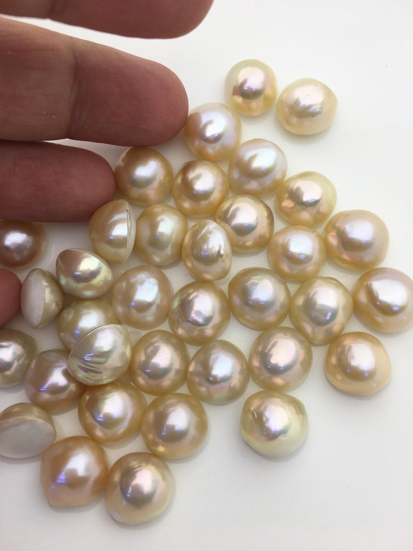 7pcs AAA 12-13mm Baroque Mabe Natural light Orange Rainbow Freshwater Pearls,no hole,MB-T44