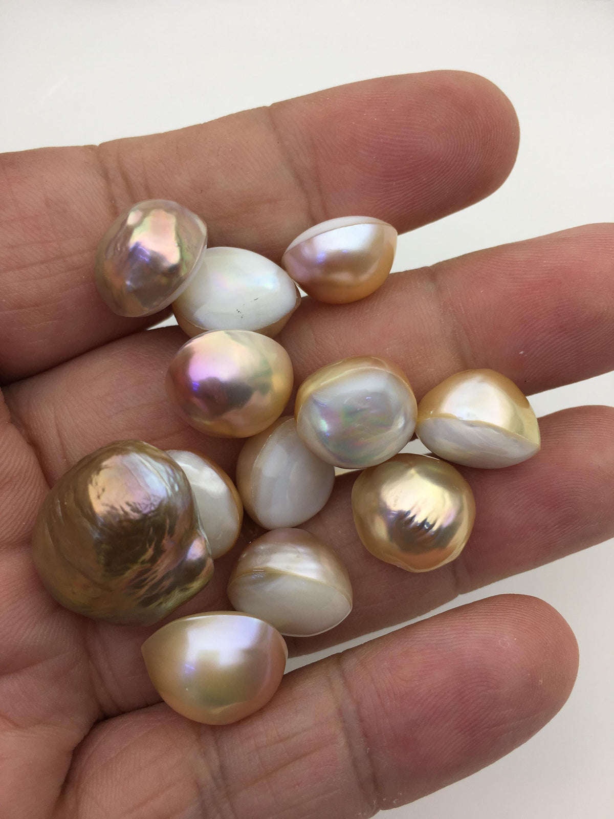 17pcs AAA 12-18mm natural color Baroque Teardrop Mabe Freshwater Pearls,no hole,MB-T2