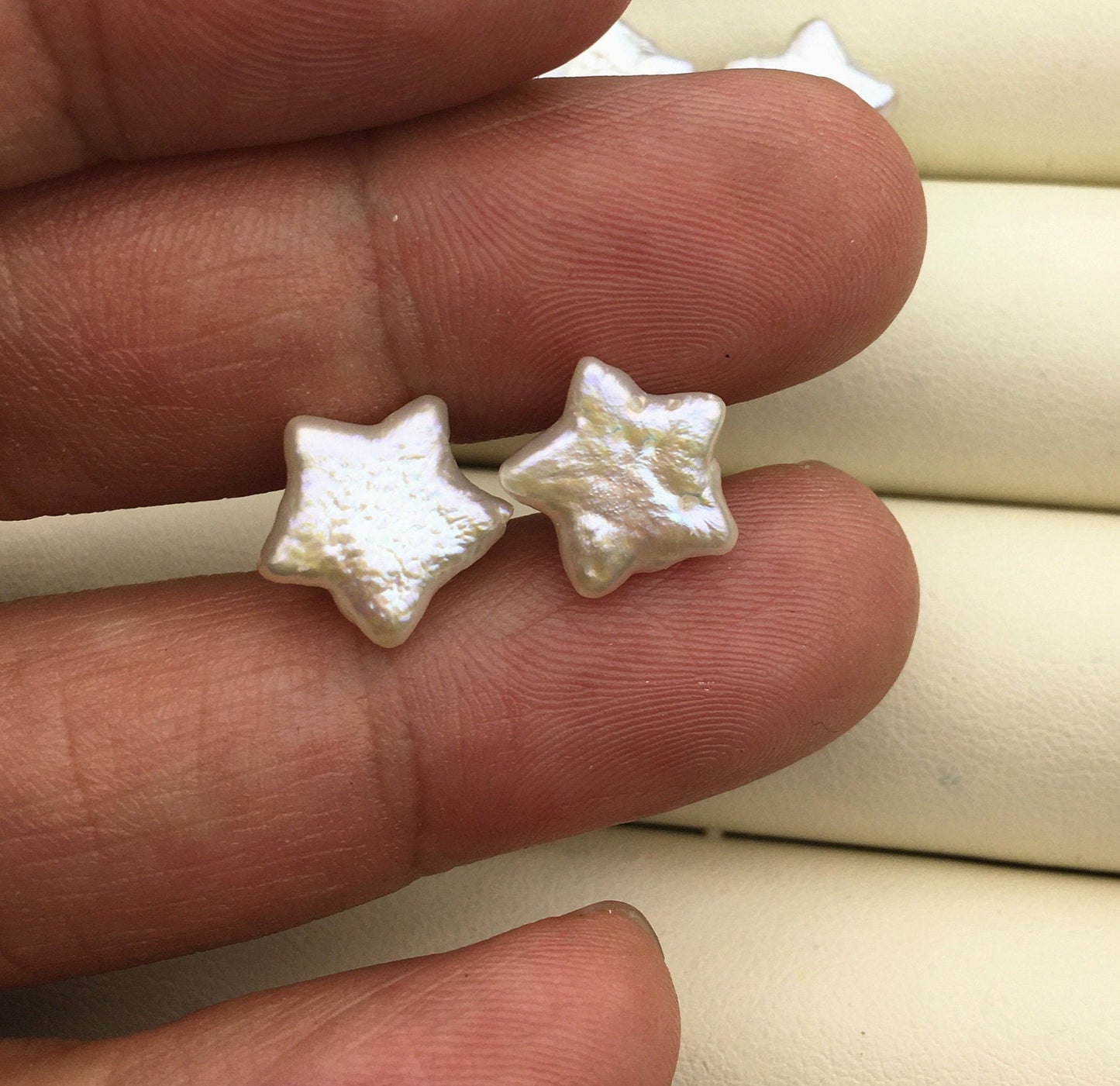 1 pair 11-12mm White Five-point freshwater pearl stud earrings - Freshwater Pearls earrings - SE3-040