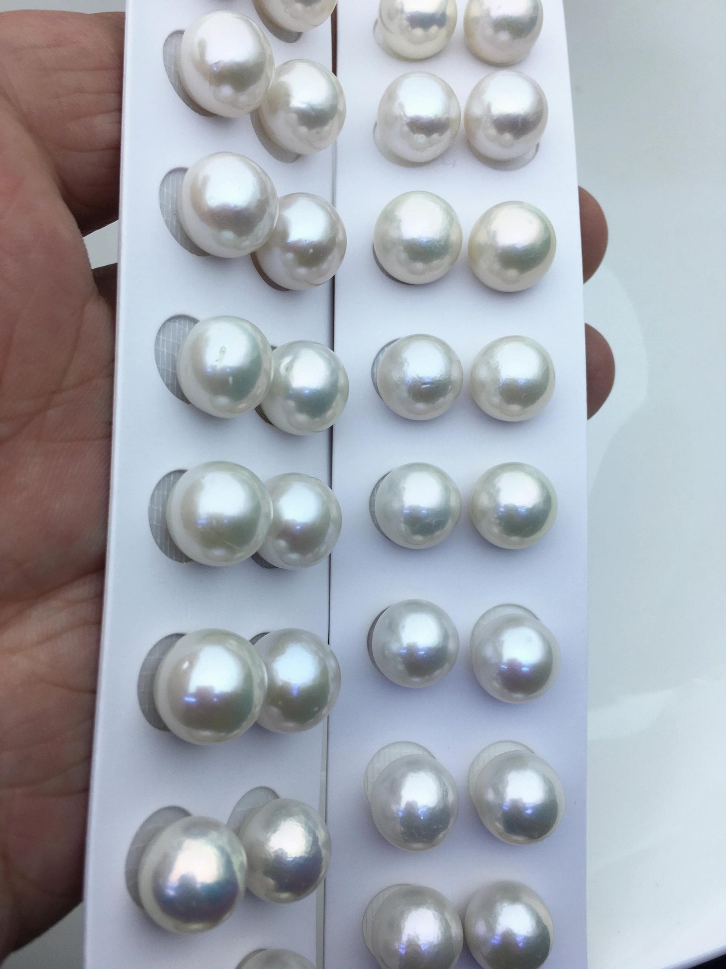 5 pairs AA+ 11-12mm white round freshwater pearl pair,no hole,RP11-3A-9