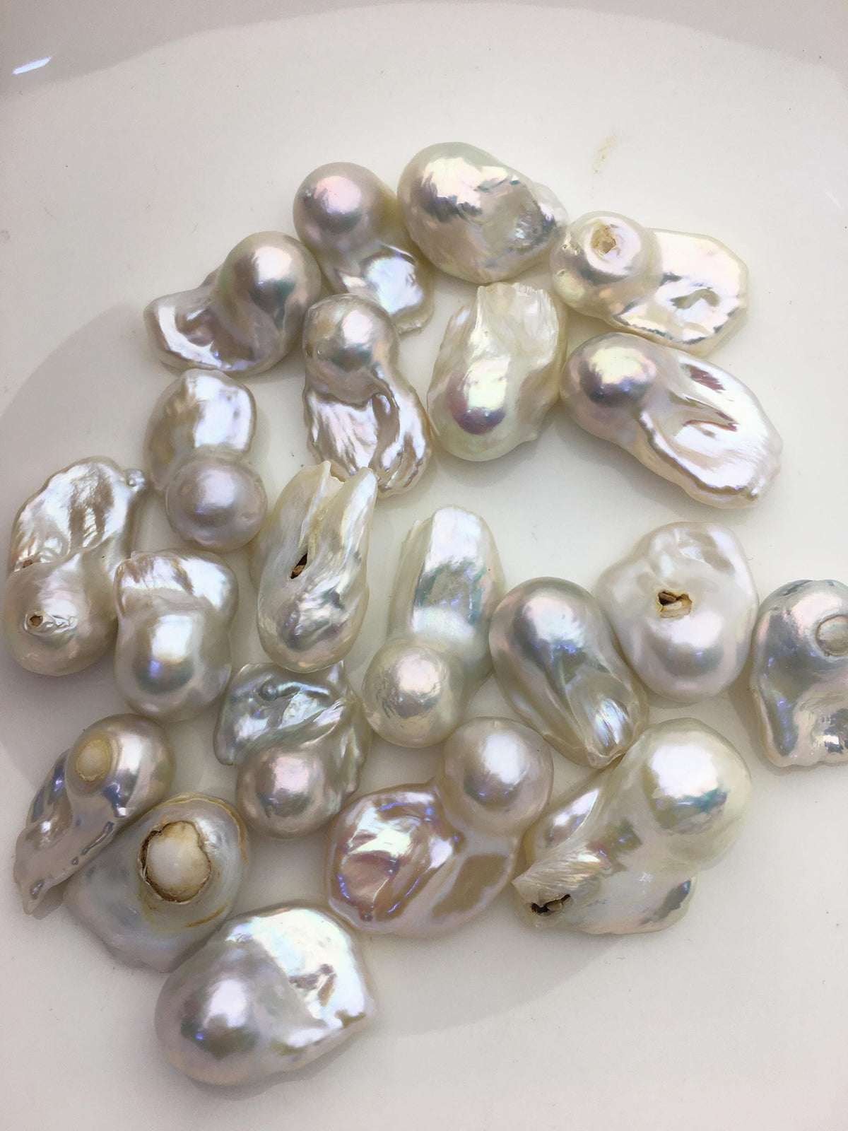 10pcs A+ 13-15mm White Flame ball Pearl - no hole,FL15-T5