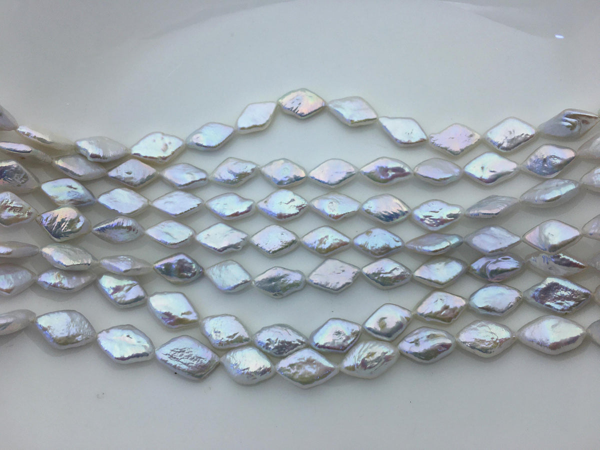 AAA 9-10x13-15mm White diamond Shape Freshwater Pearl,ZS-103-1