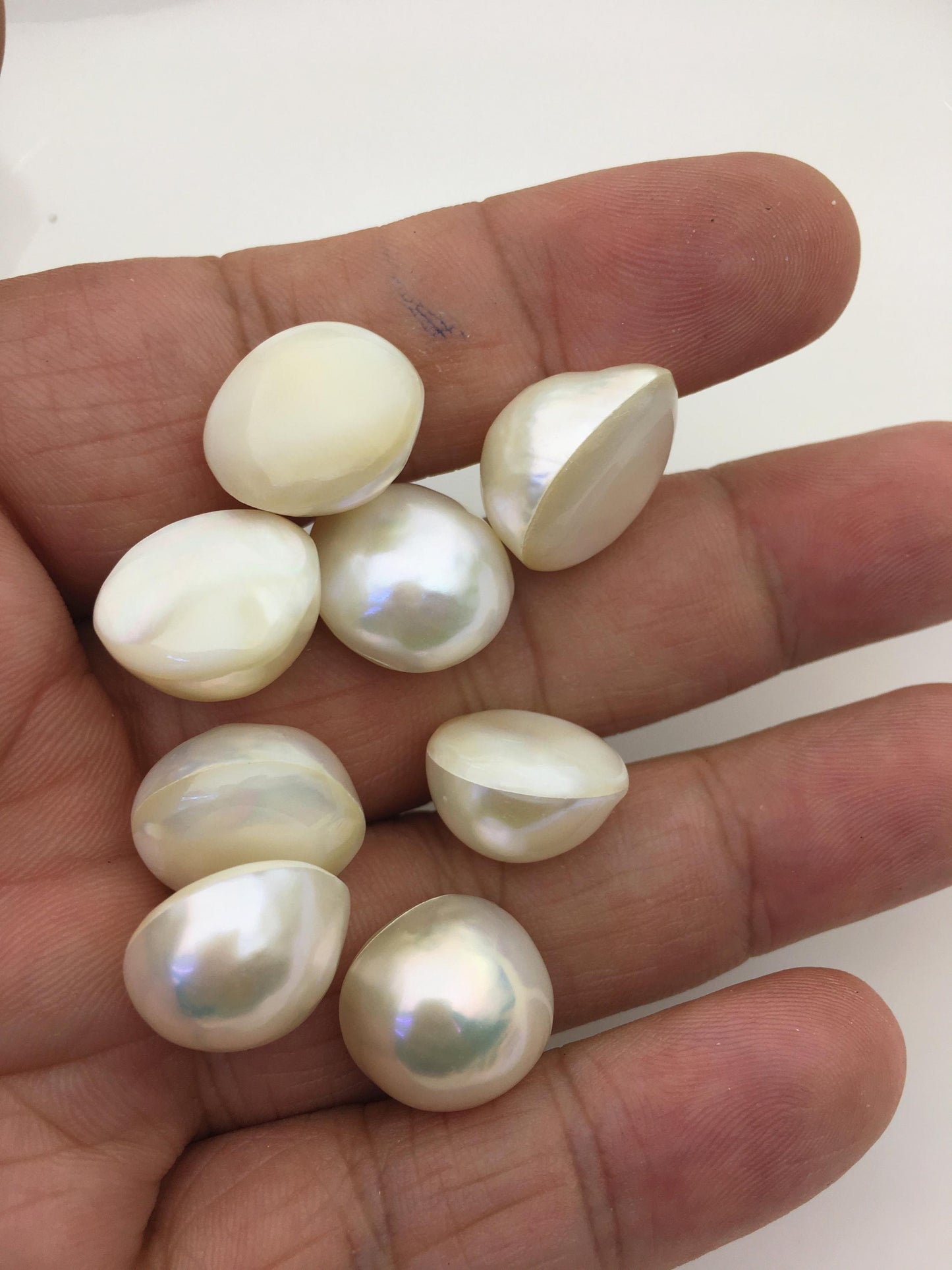 9pcs AAA 15-16mm white Baroque Mabe Freshwater Pearls,no hole,MB-T38