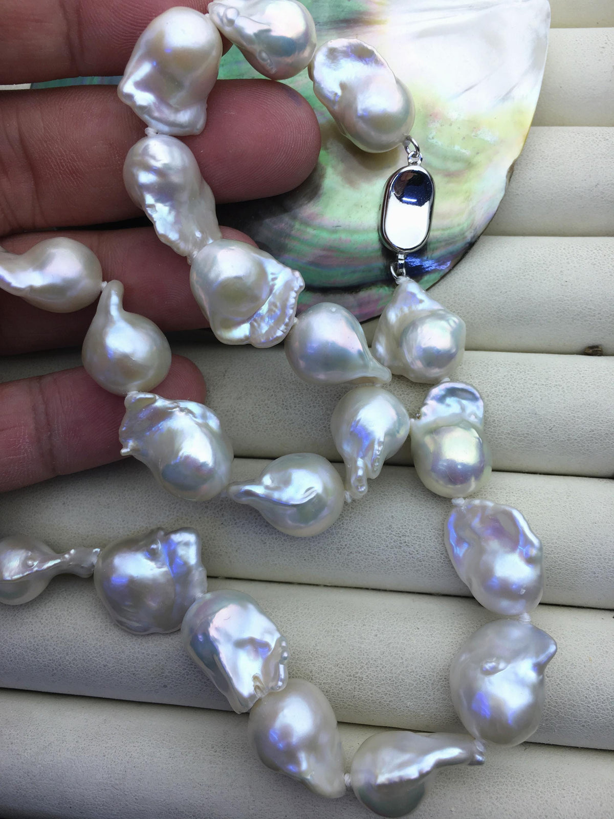 18'' AAA 13-17mm white baroque flame ball freshwater Pearl necklace,genuine freshwater Pearl necklace,NPN1-T63-1