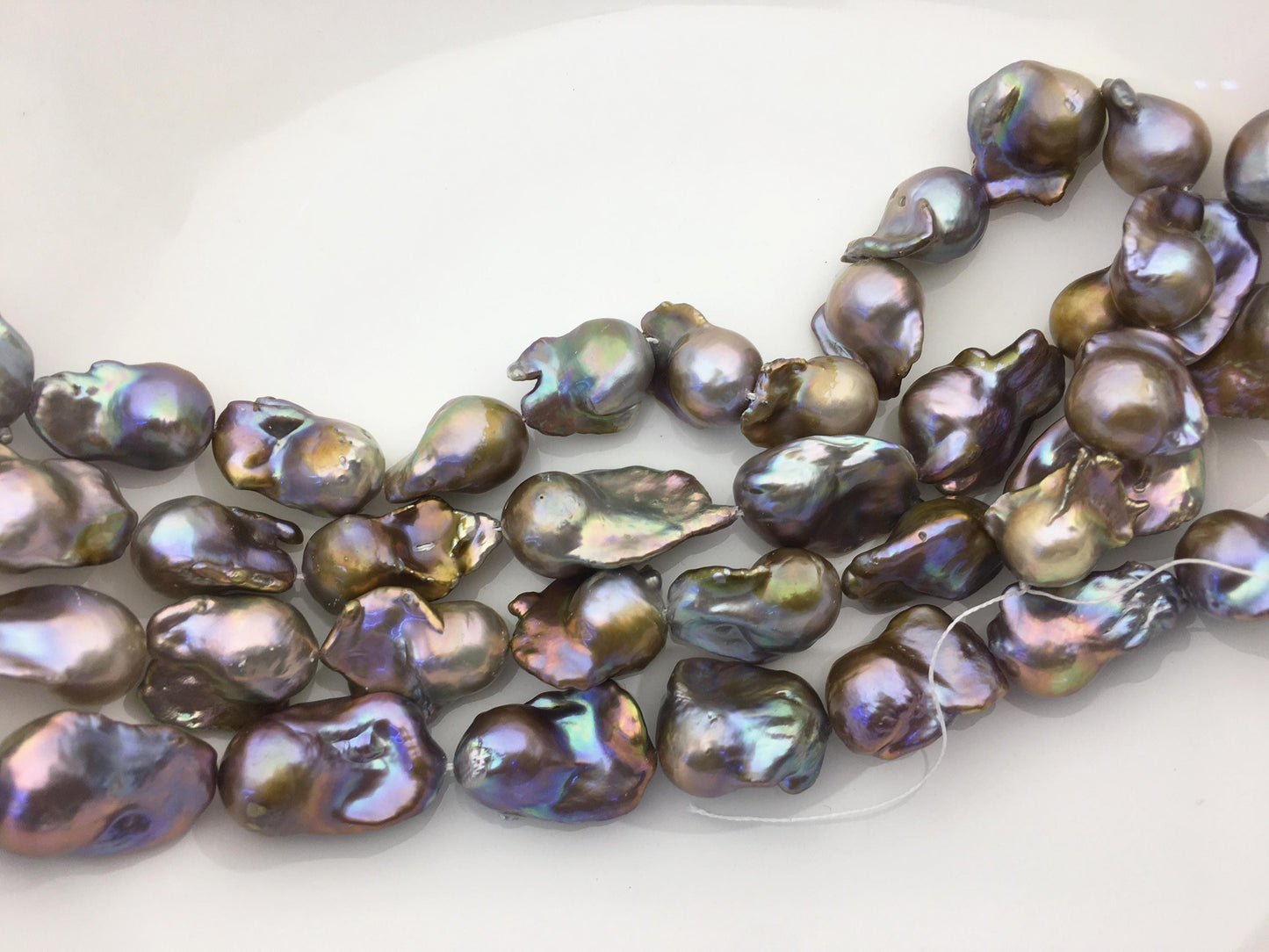 15.5'' AAA 13-17mm gray bronze rainbow flame ball pearl,FL15-3A-7-38