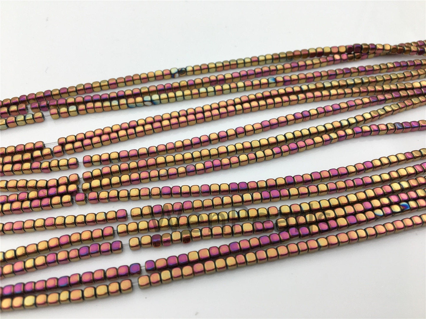 Hematite,Rainbow 2mmx2mm cube square Beads,AAA, 15.5 inches,G50-CU22-004