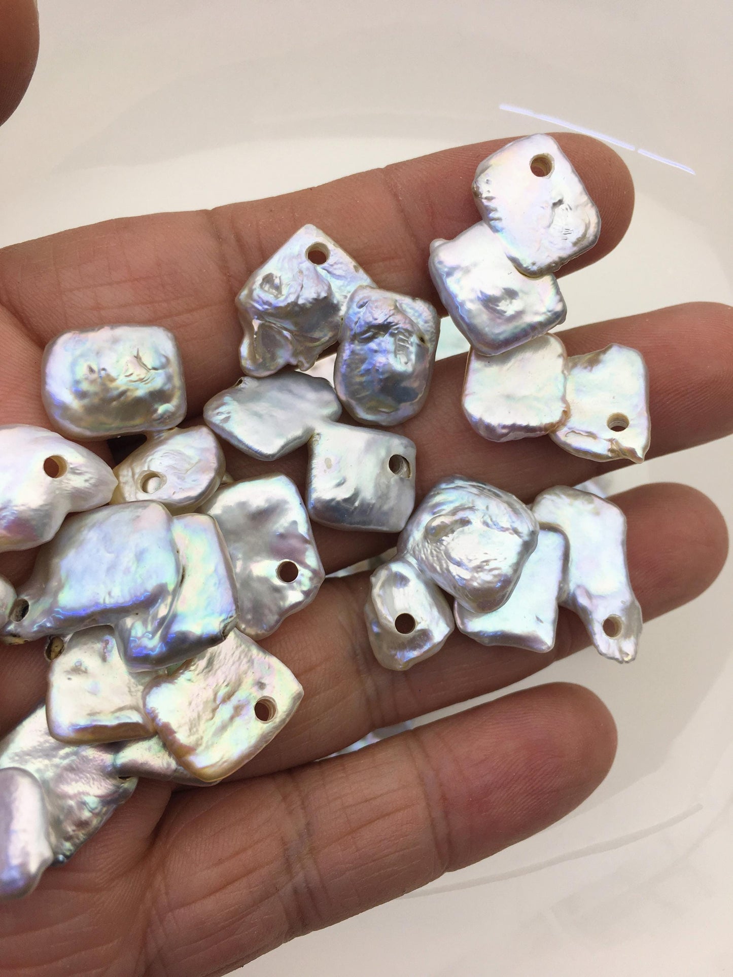 16pcs AA+ 14-16mm white baroque freshwater pearls,2.2mm top large big hole,ZS-103-34