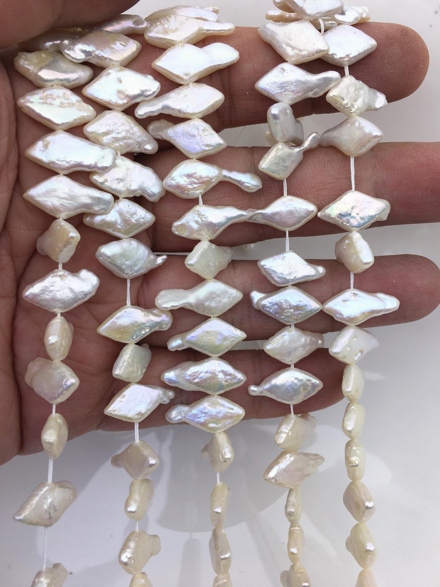 AA+ 8-9mm White diamond Shape Freshwater Pearl,ZS-119-30