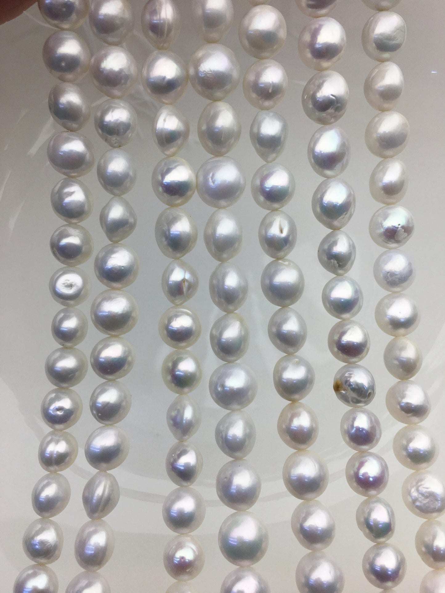 AA 7.7-9mm white button round freshwater pearls,White Rondelle pearl Beads,SM8-T3