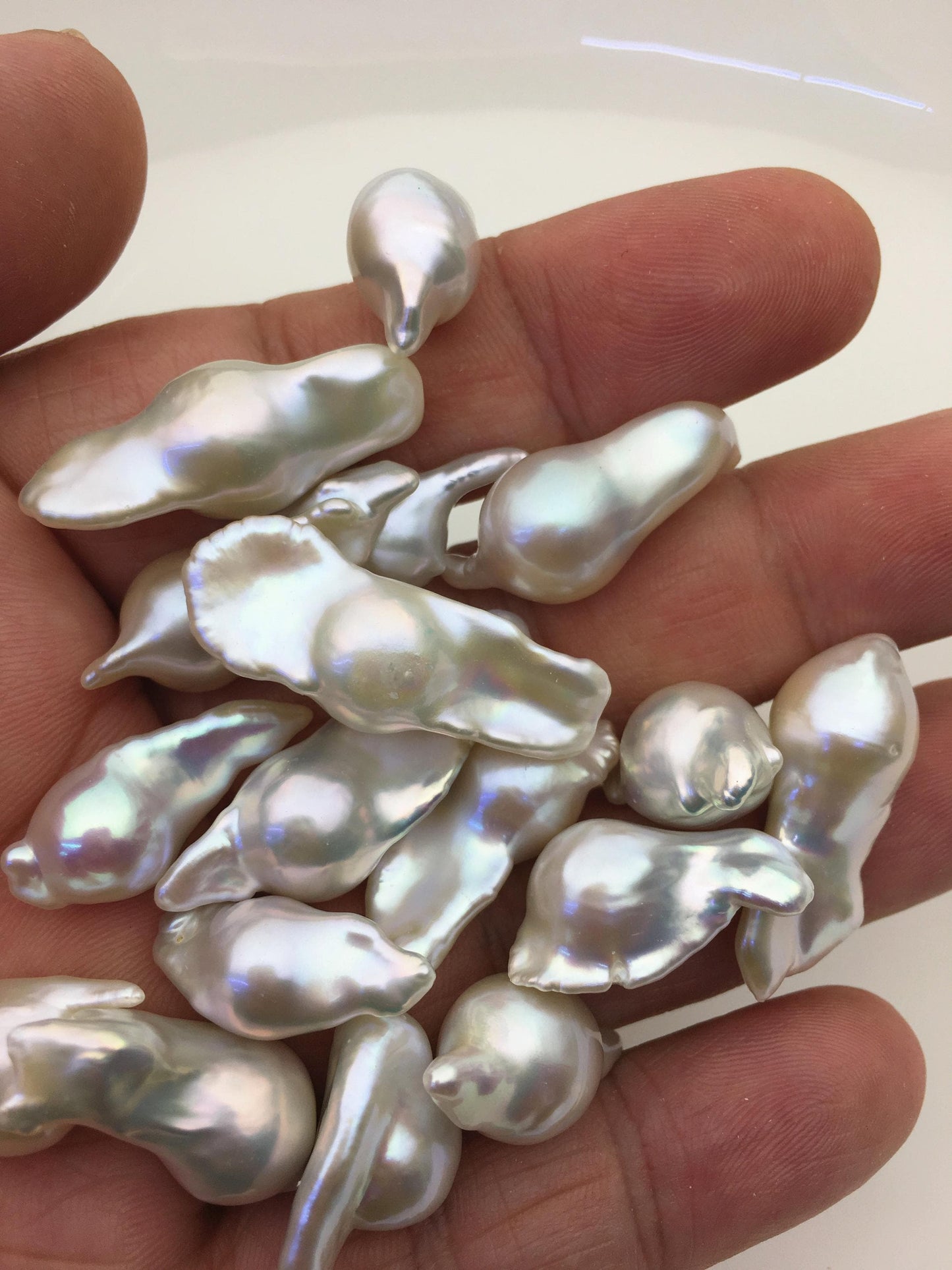 28pcs AAA 10-14mm Natural White Flame ball Pearl - no hole,FL15-T4-63