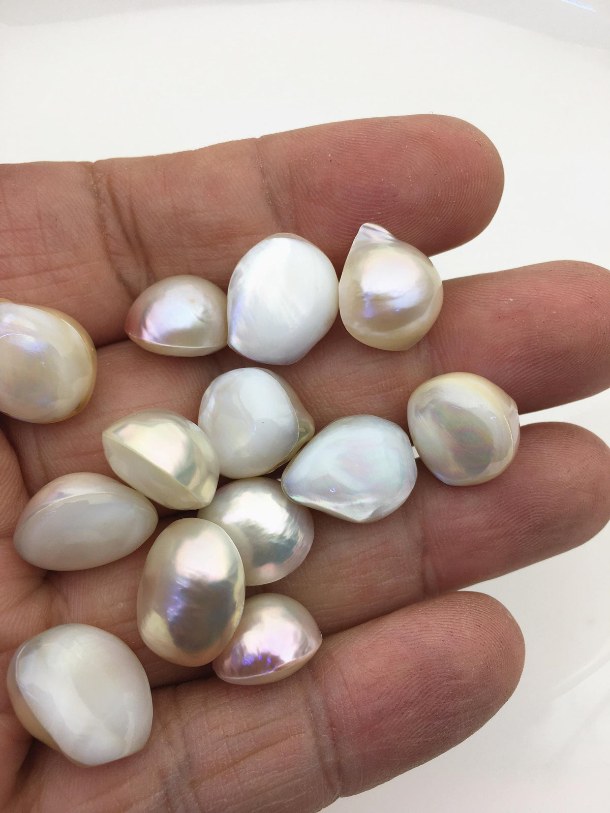 13pcs AAA 12-13mm white Baroque Mabe Freshwater Pearls,no hole,MB-T20