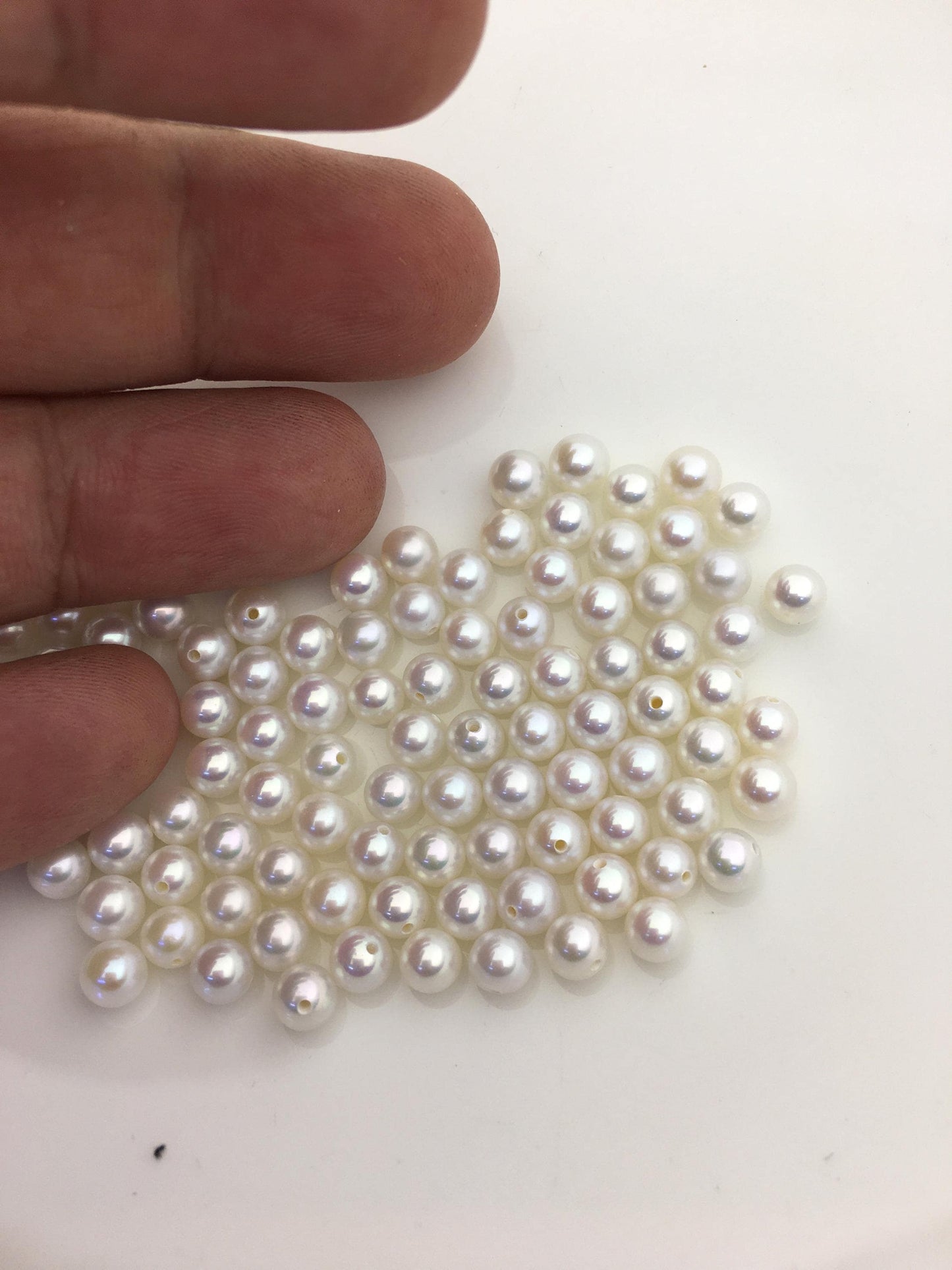 10pcs AAA 4.5-5mm white seed round freshwater pearls,tiny pearl supply,0.9mm half drilled,diy jewelry,RP4-3A-6