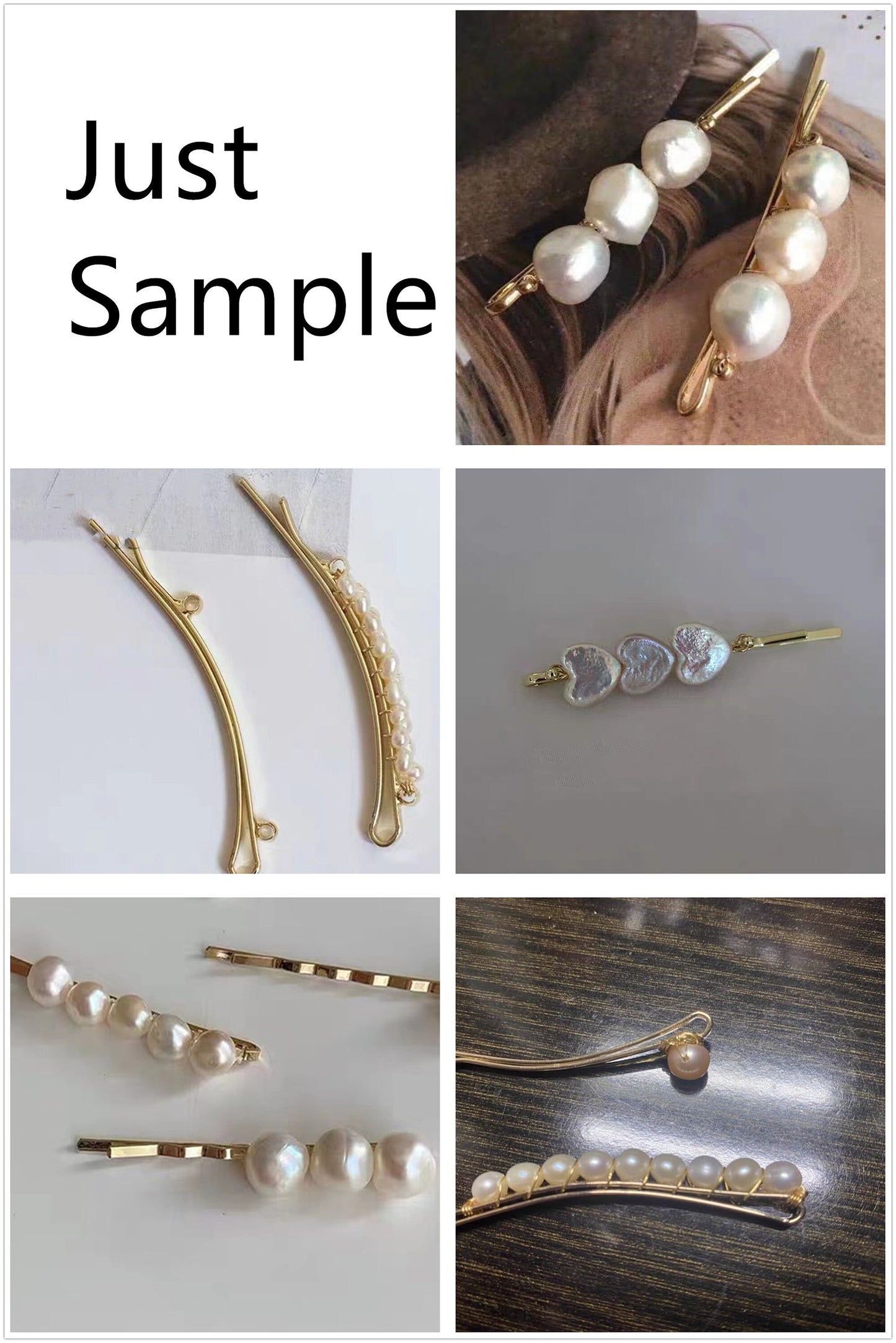 5pcs 14K Plated Gold Hair Clip for make Freshwater Pearl Hairpin,Wedding Barrette,Retro Pearl Hairclip,Boho Minimalist Dainty Pearl,AAL-004