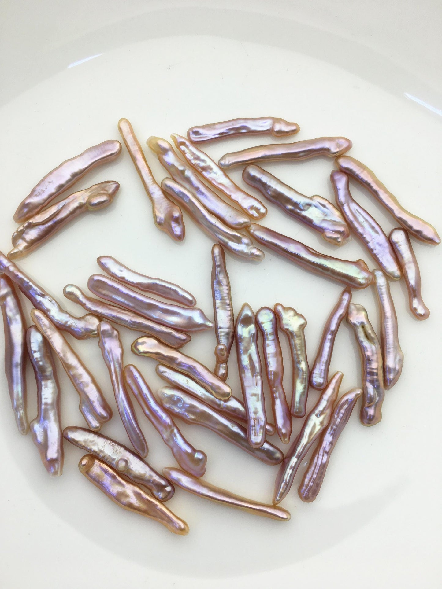 30pcs AAA 3-5mm natural purple rainbow Toothpick Freshwater Pearls, no hole,ZS-80-30