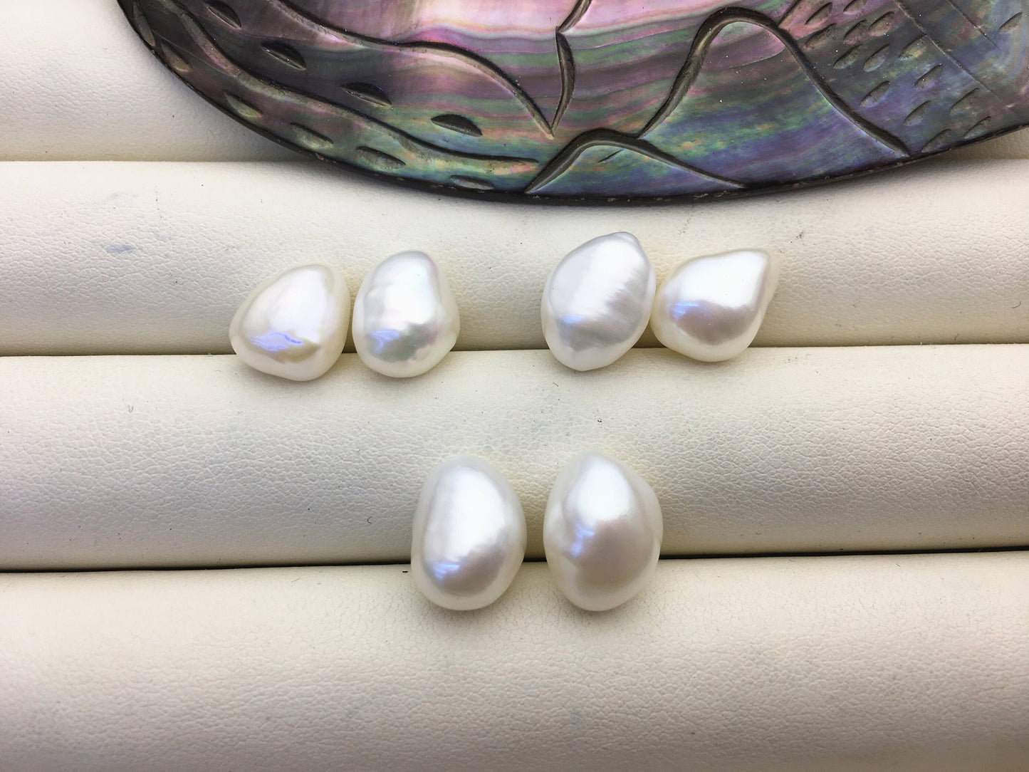 2 pairs AAA 10mm White Nugget baroque loose pearl pairs ,Earring Supplies, no hole, Freshwater Pearls earrings - ZS-103-37-27