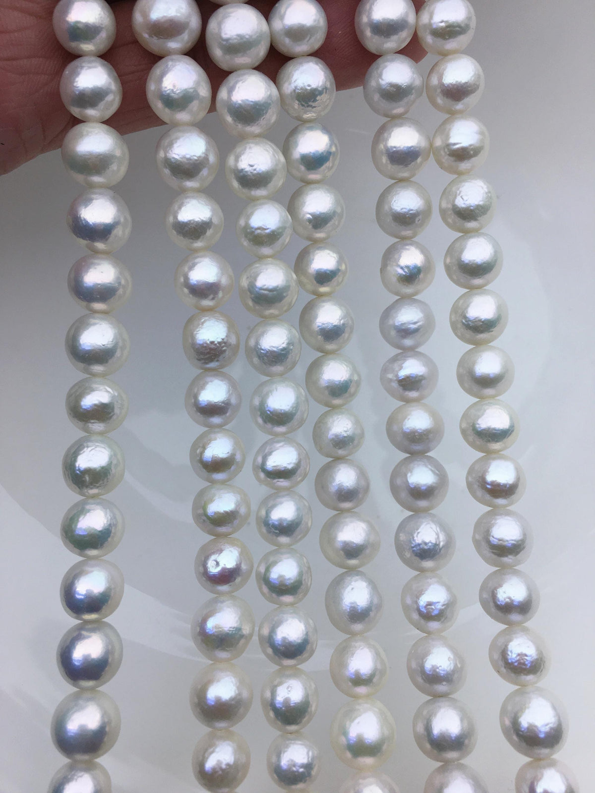 AA+ 8-10mm white baroque near round Edison Freshwater Pearl,ED10-2A-2-52