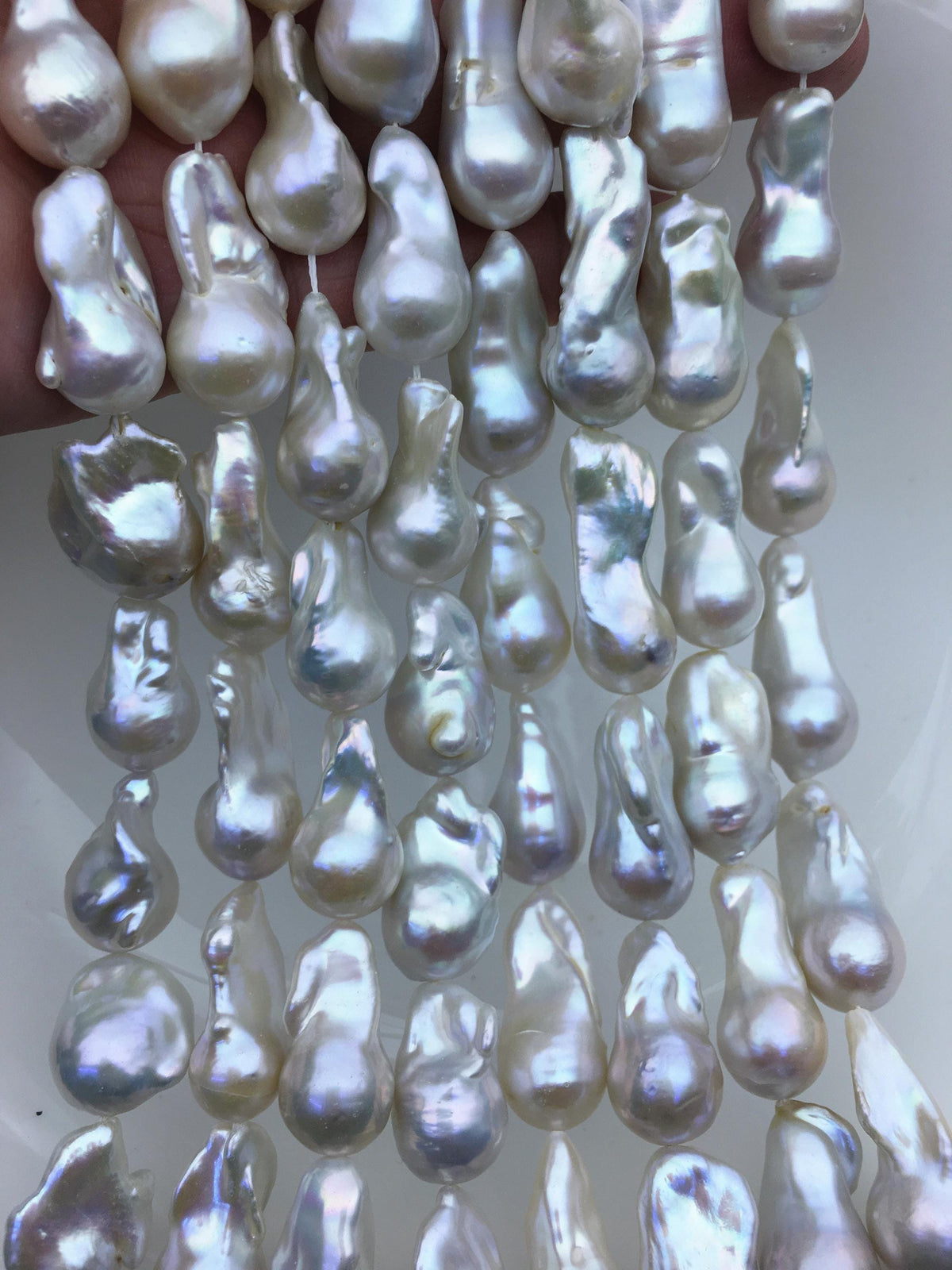 15.5'' AAA 13-15mm White flame ball pearl,FL15-3A-7-30