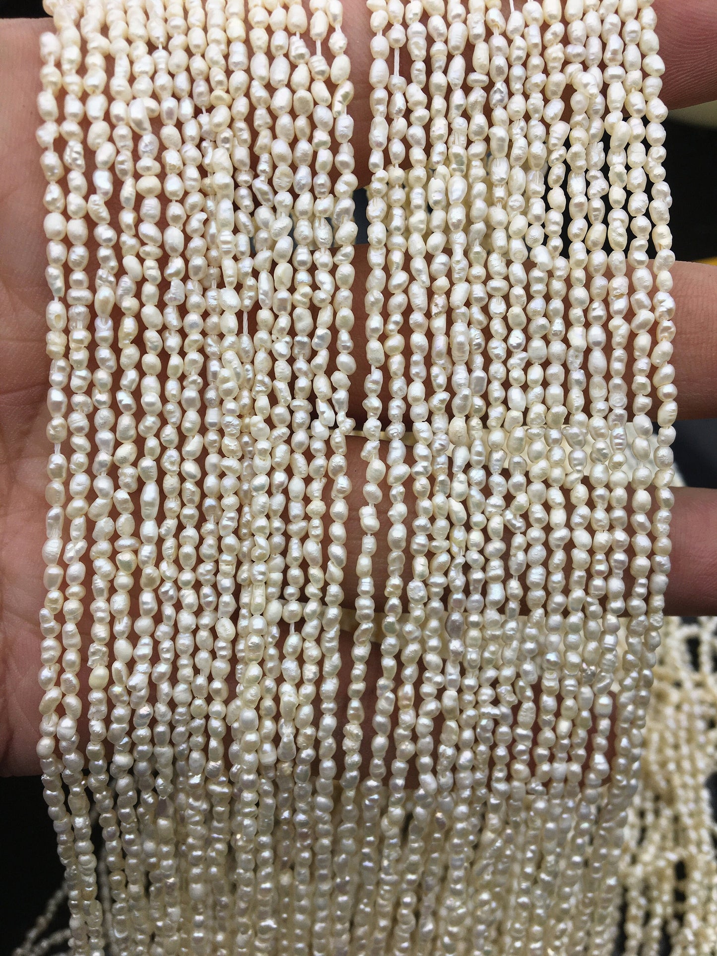 5 strands A+ 2-2.2mm*3.4-4.0mm very tiny white rice pearls,diy pearl,genuine pearl,Cultured pearl,diy pearl beads,LR2-2A-4