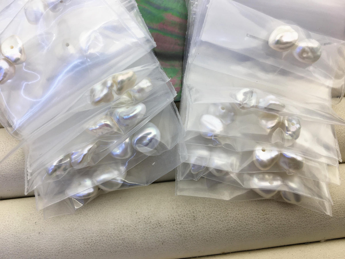 10 pairs AAA 6-7mm White keshi pearls Pair,for make dangle earrings,baroque pearl,half hole,ZS-127-62-17