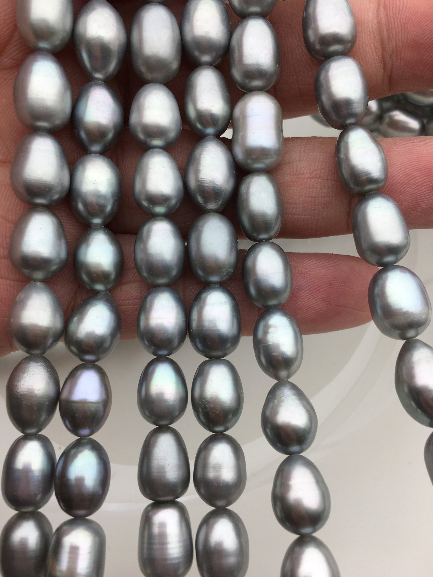 AA+ 8.4-9.3x11-13mm Gray long rice Freshwater pearl,for leather pearl necklace,Cultured pearl,white oval pearl necklace,LR9-T9