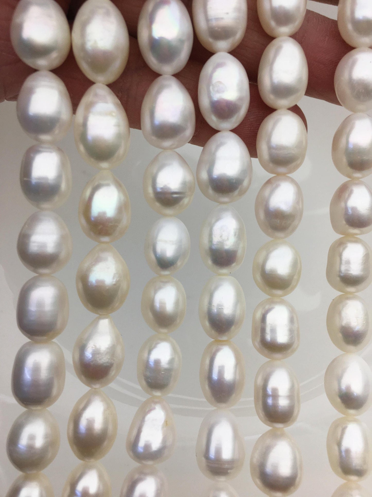 AA+ 9.3-11mm white long rice freshwater pearls,LR11-T2