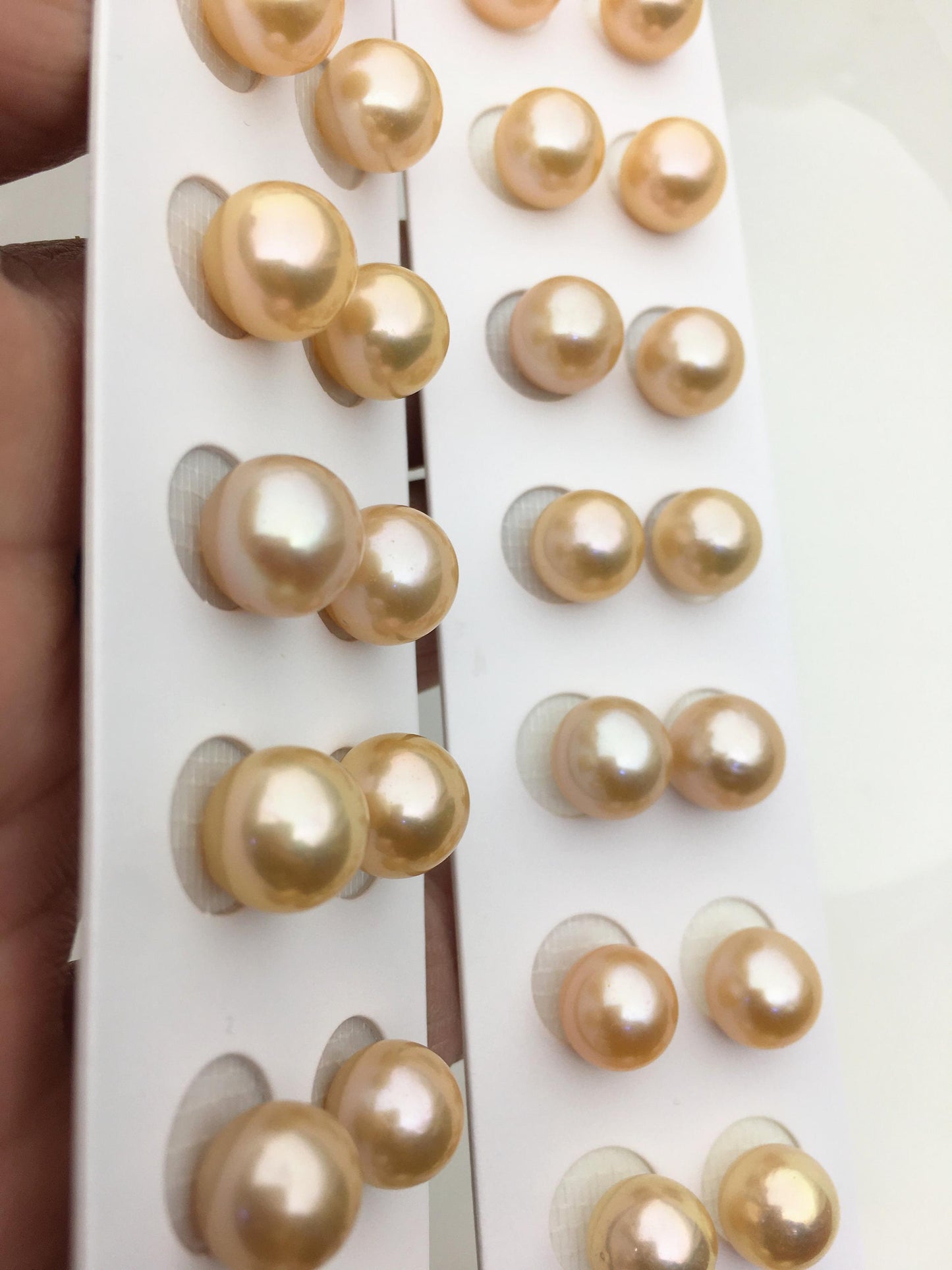 2 pairs AAA 9-10mm orange round freshwater pearls pair,half hole,RP9-3A-1