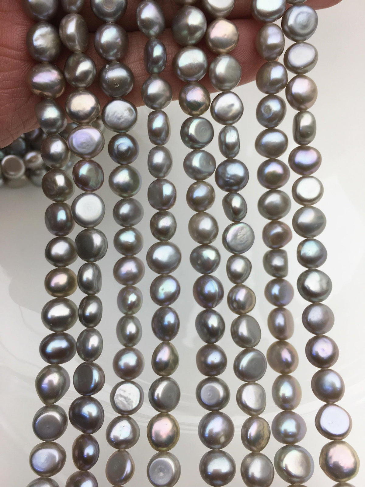 AAA 7-8mm gray nugget freshwater pearls,irregular nugget freshwater pearl strand,LM7-T8