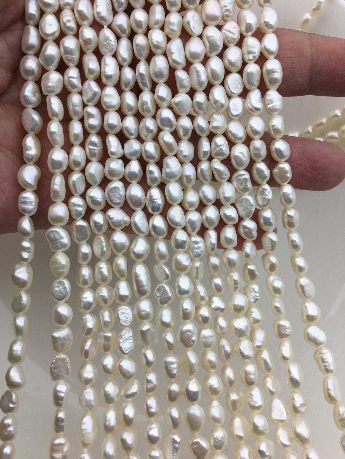 AA+ 5-6mm white nugget freshwater pearls,irregular nugget freshwater pearl strand,cheap price,pearl factory china,LM5-3A-5
