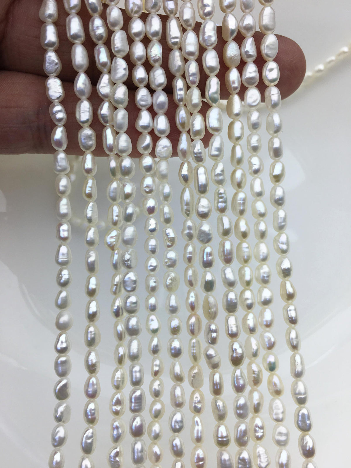 AA 3.5-4mm white nugget seed pearls,irregular nugget freshwater pearl strand,cheap price,pearl factory china,LM3-2A-1