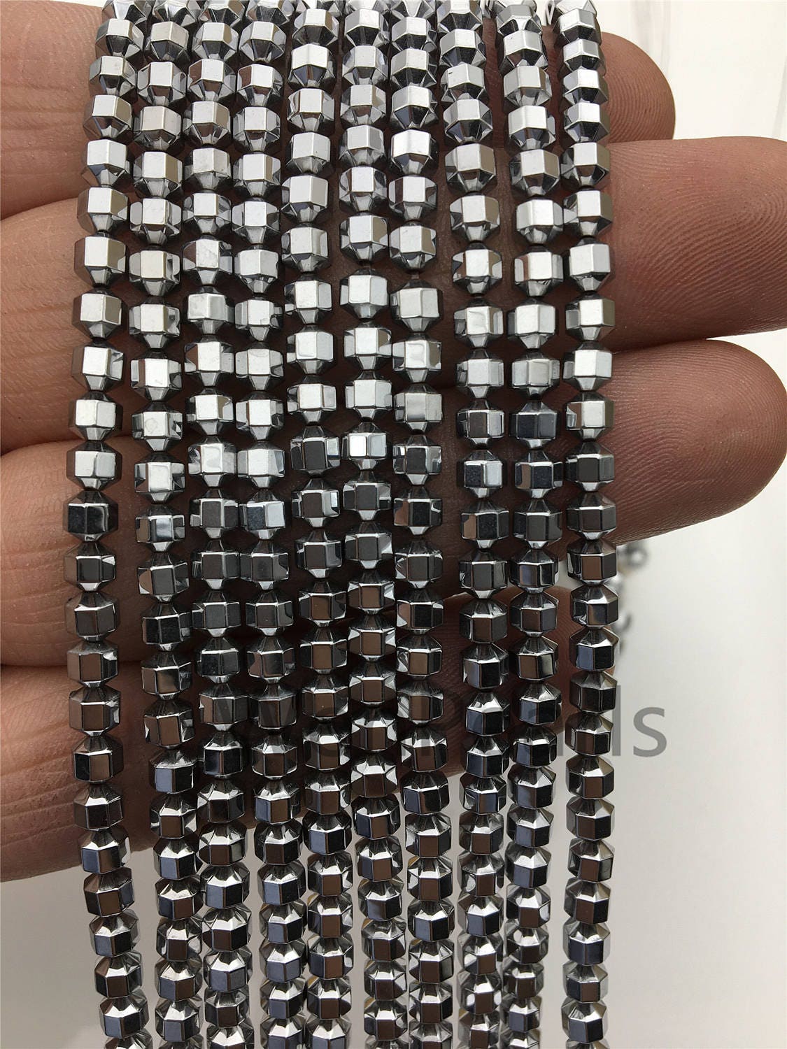 Hematite silver Gray,faceted hexagon beads,AAA, 102 beads,15.5 inches,G50-OTH4-002-2