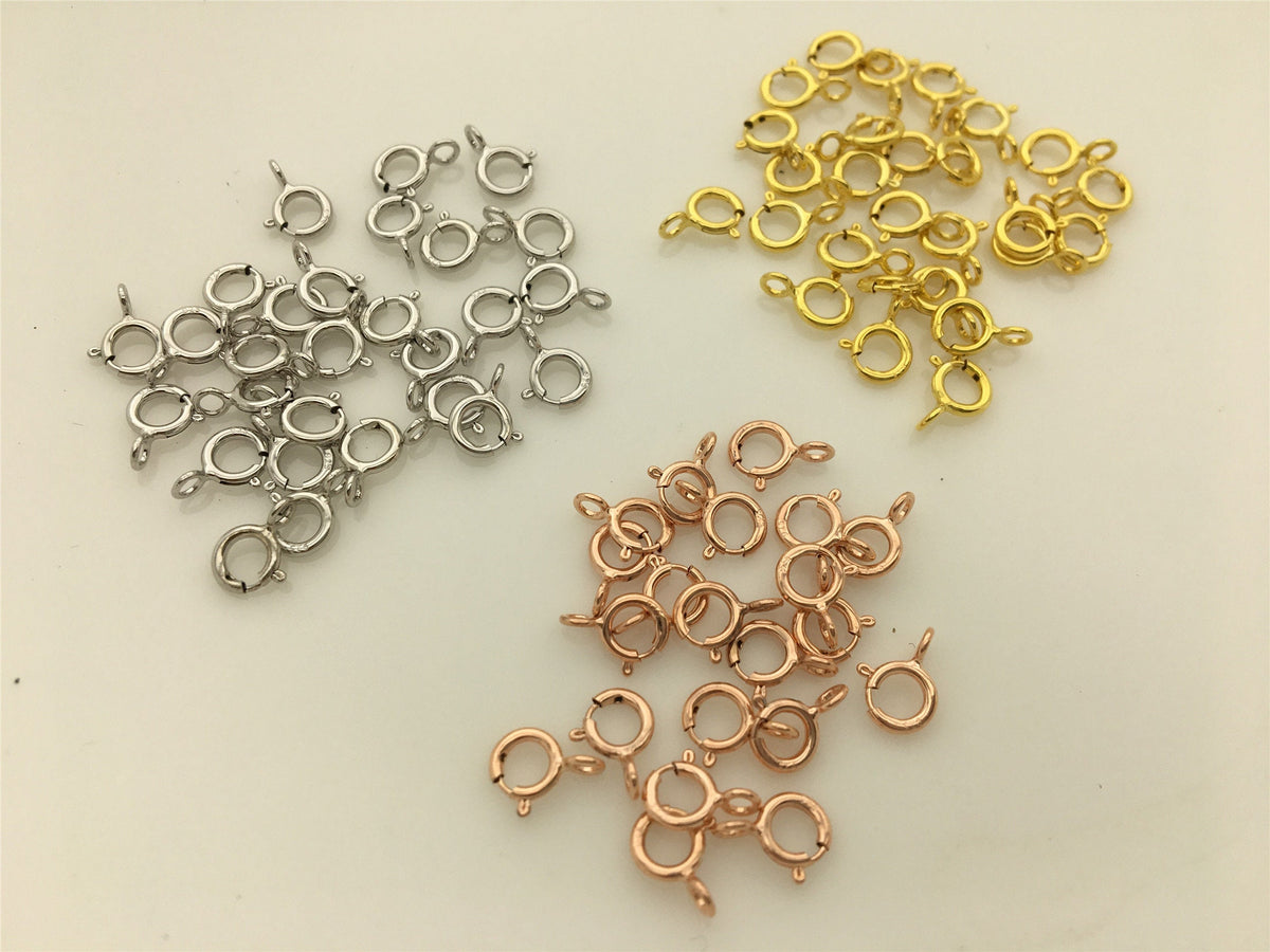 10pcs 5mmx8mm Sterling Silver Clasp Spring Ring clasp Closed Loop clasp,White yellow Rose Gold clasp,ASL-CL-017