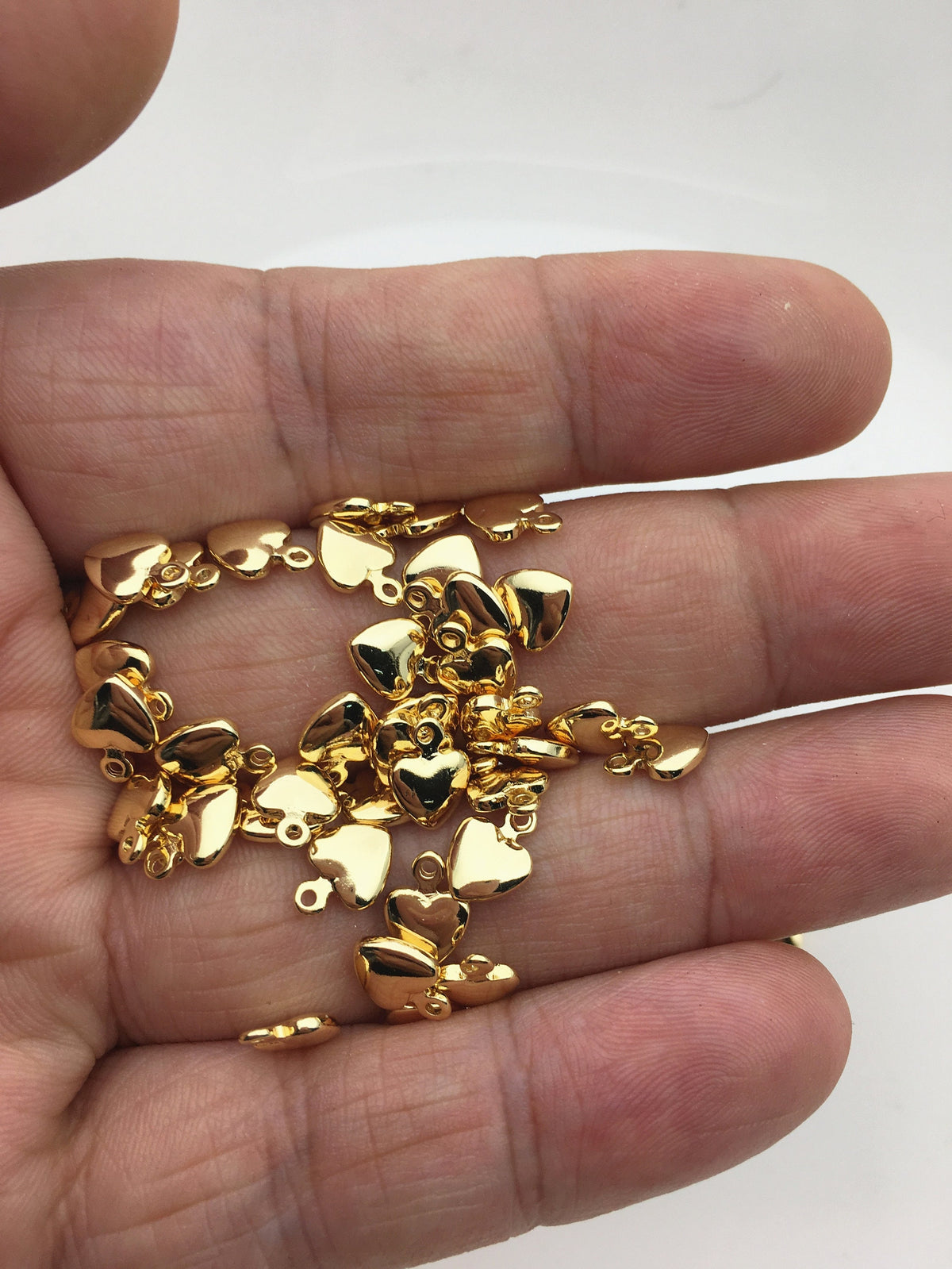 30pcs 6.5mm Yellow Gold Heart for DIY,copper plated 18k gold for make necklace,AAL-003-10