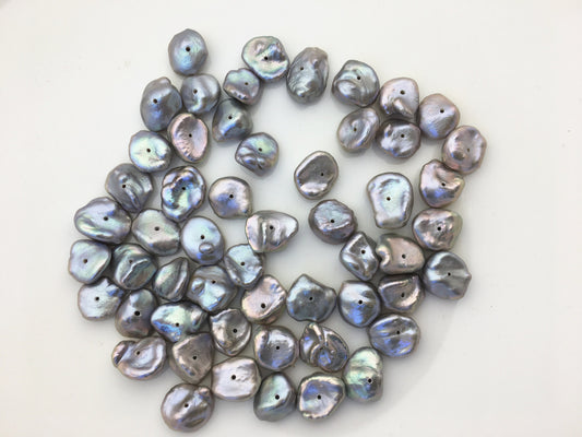 25pcs AA+ 9-10mm Gray Keshi freshwater pearls,center drill,ZS-127-T4