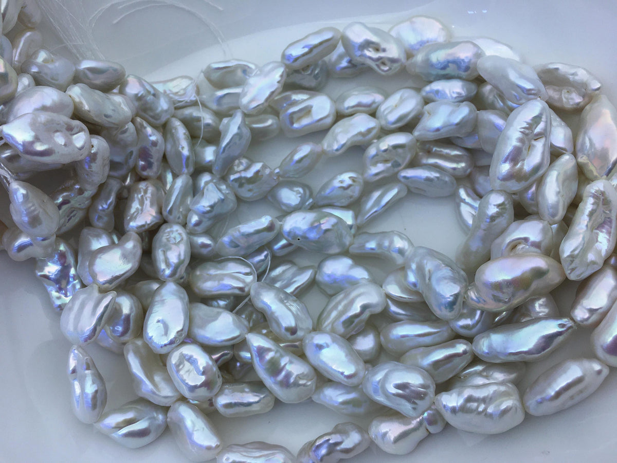 AA+ 11-13mm White thick long keshi Freshwater Pearl,ZS-200-32