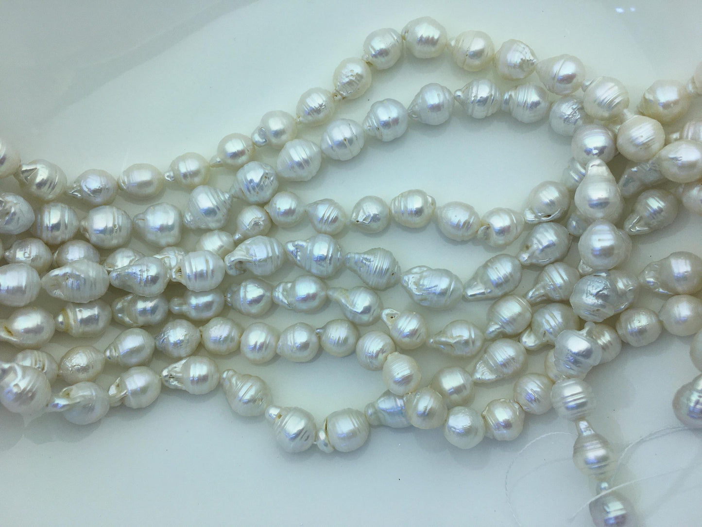 15.5'' AA 8-10mm white flame ball pearl,FL15-2A-5-76