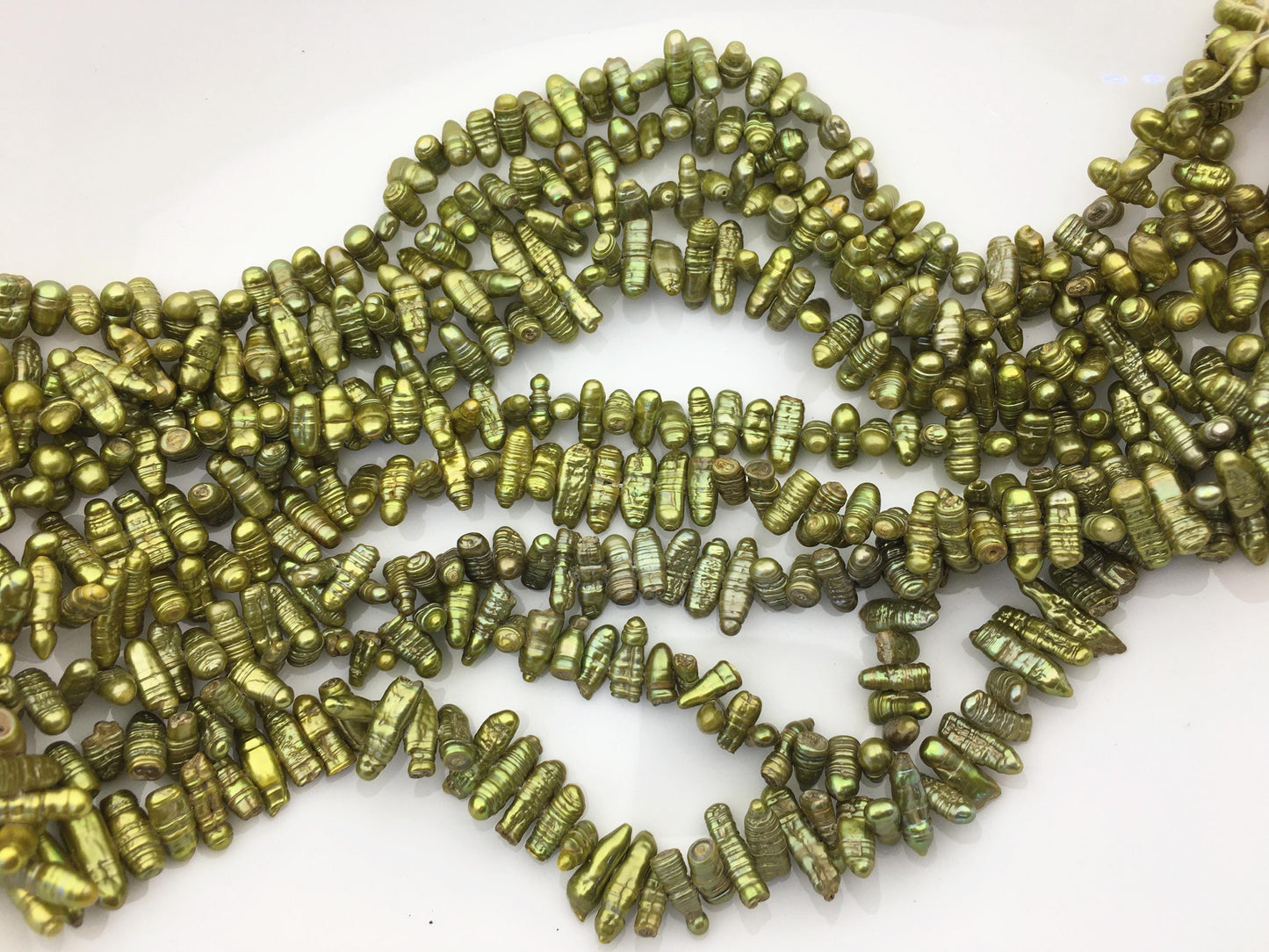 AA 4-5mm green Biwa Pearl Necklace,Genuine Fresh Water Pearl,Wedding Necklace,Mothers Day,ZS-80-10-44