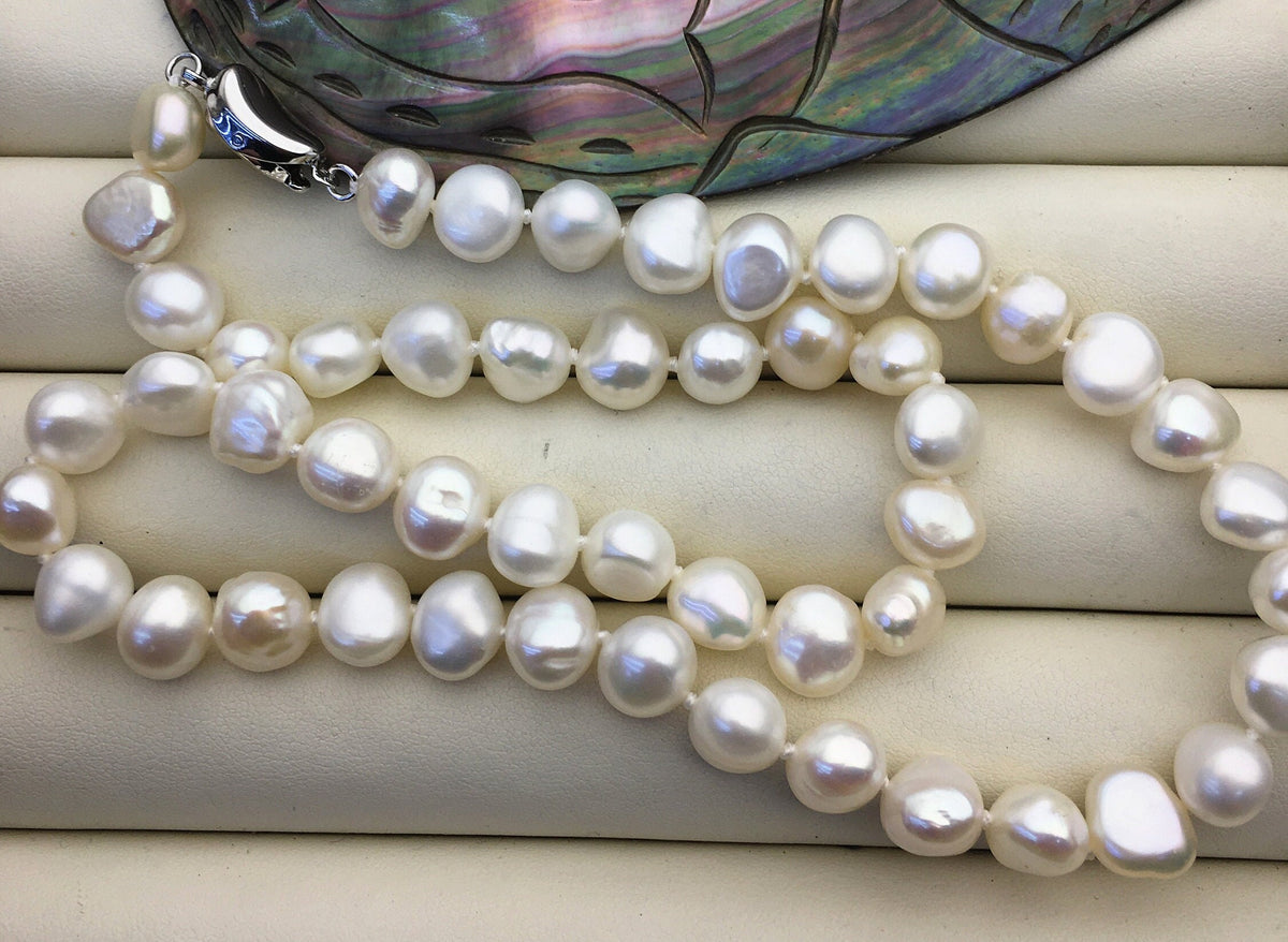 17.5'' AAA 8-9mm White Nugget Freshwater Pearl necklace,NPN1-T44