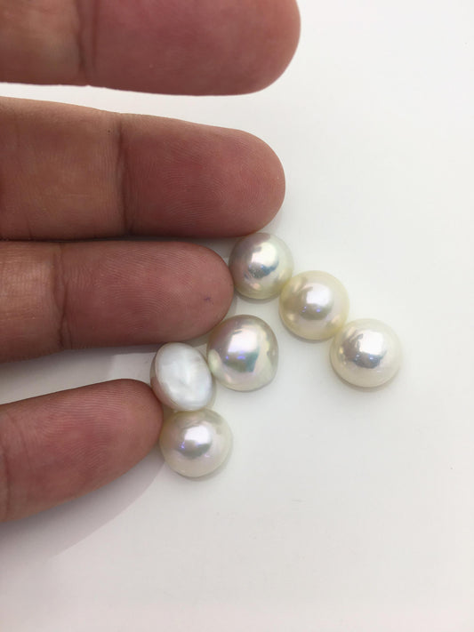 6pcs AAA 11-12mm white Baroque Mabe Freshwater Pearls,no hole,MB-T31