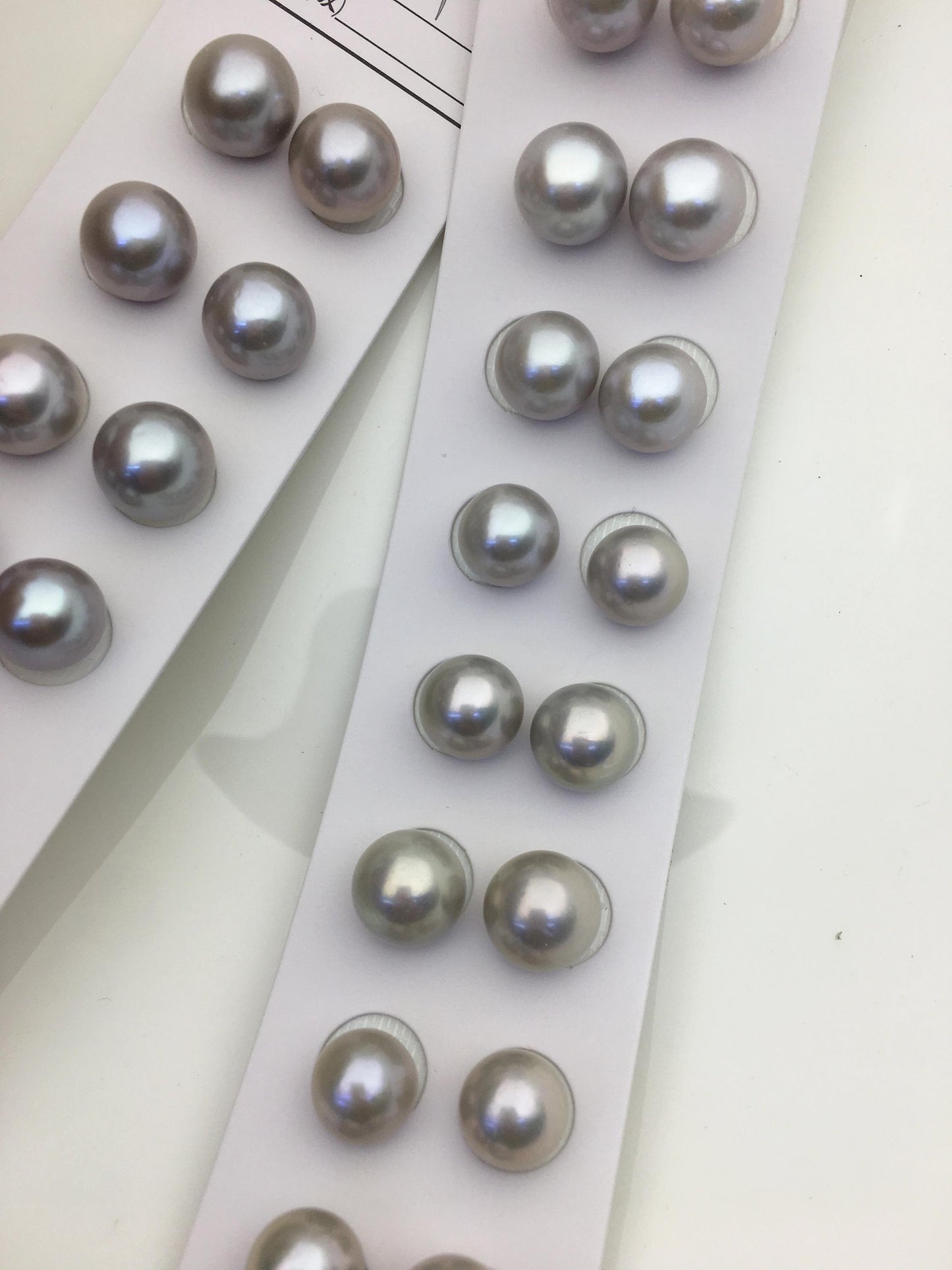2 pairs AAA 10-11mm gray round freshwater pearls pair,half hole,RP10-3A-3