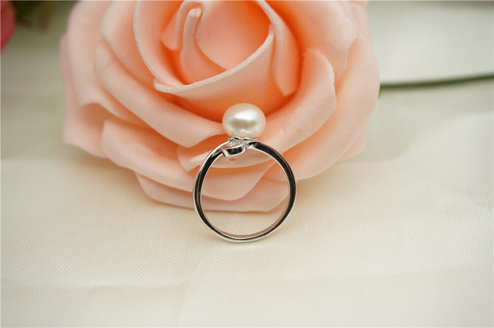 AAA Genuine Pearl ring,cz engagement rings,anniversary ring,cheap wedding rings for women,sterling silver 925 open ring jewellery,R1-T5