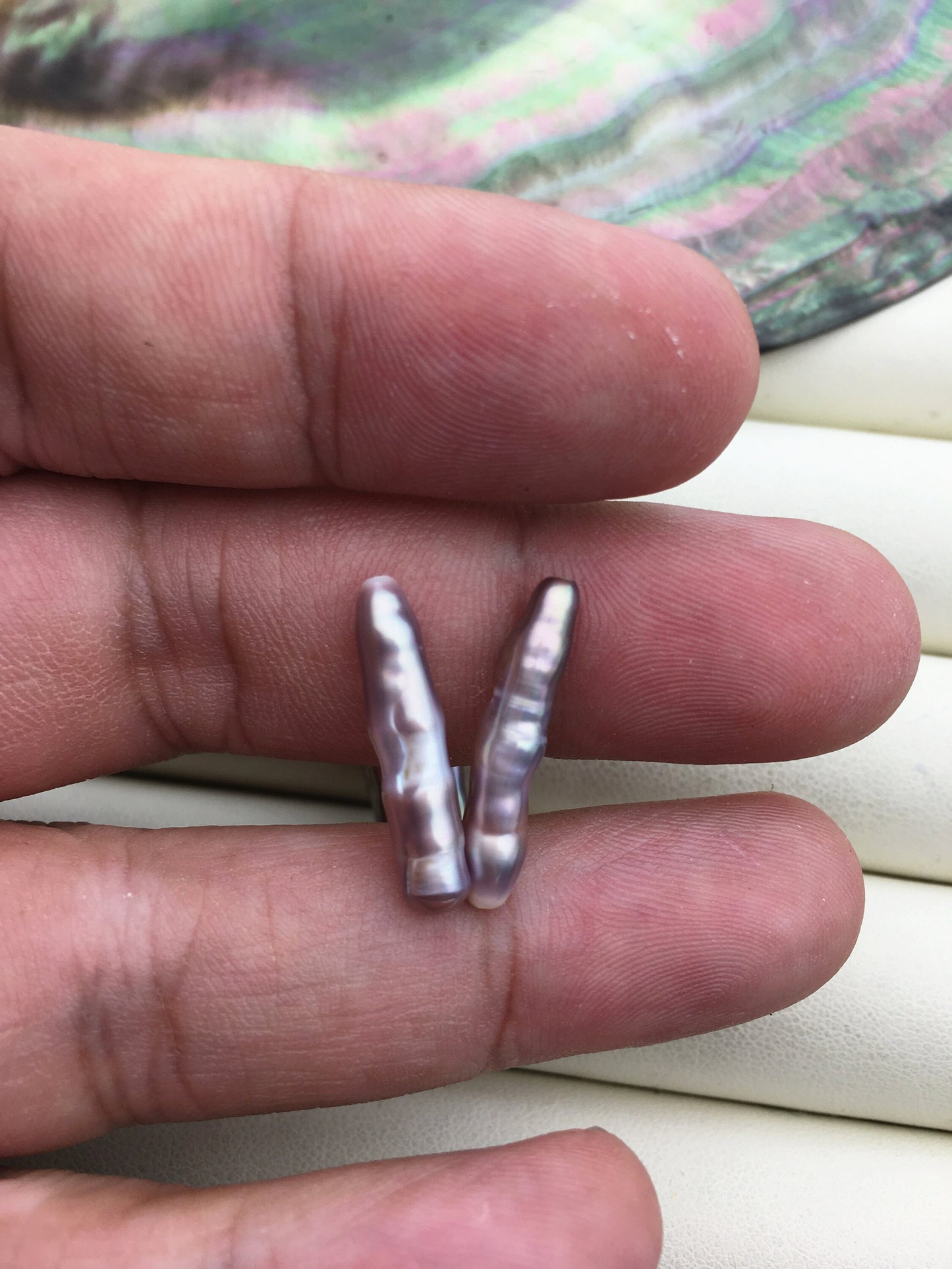 AAA- 3-5x20-25mm Purple Toothpick pearls Pair,for make dangle earrings,0.9mm through hole,ZS-127-62-34