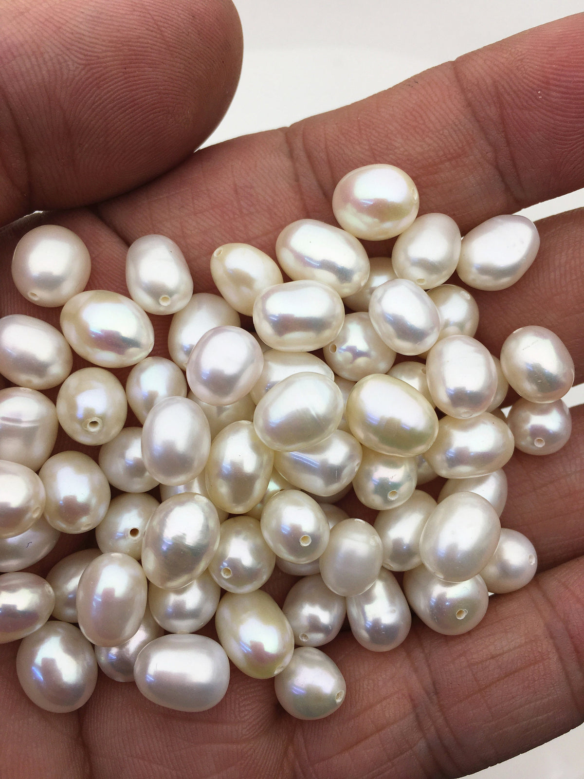 30pcs AAA 7.3-8.2mm white nugget freshwater pearls,0.9mm through hole,LM8-3A-2