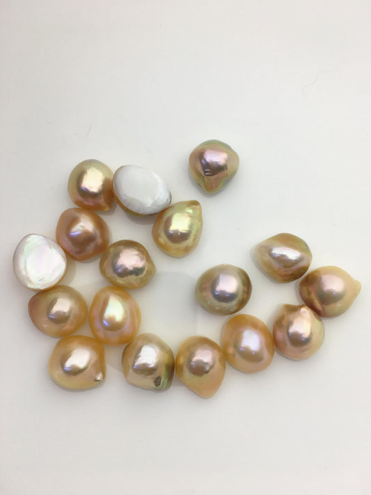 17pcs AAA 12-13mm natural color Baroque Teardrop Mabe Freshwater Pearls,no hole,MB-T24