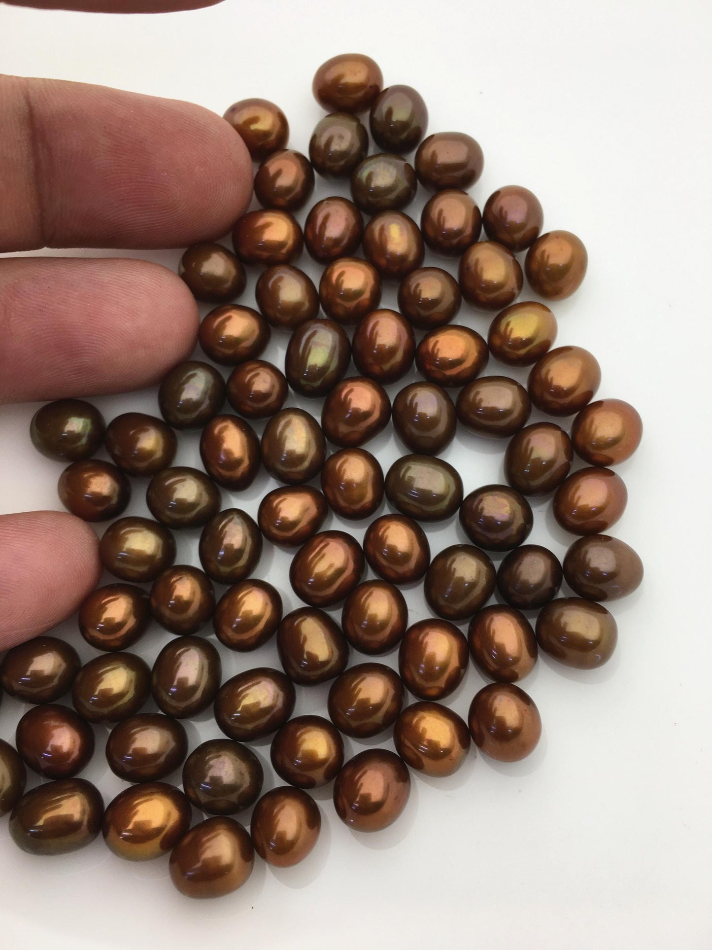 20pcs AAA 7.5-8mm brown rice freshwater pearls,no hole,brown oval pearl,for make dangle pearl earrings,LR7-T10