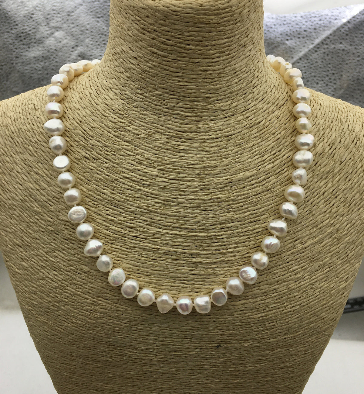 17.5+2'' AA+ 8mm white nugget freshwater pearl necklace,NPN1-051