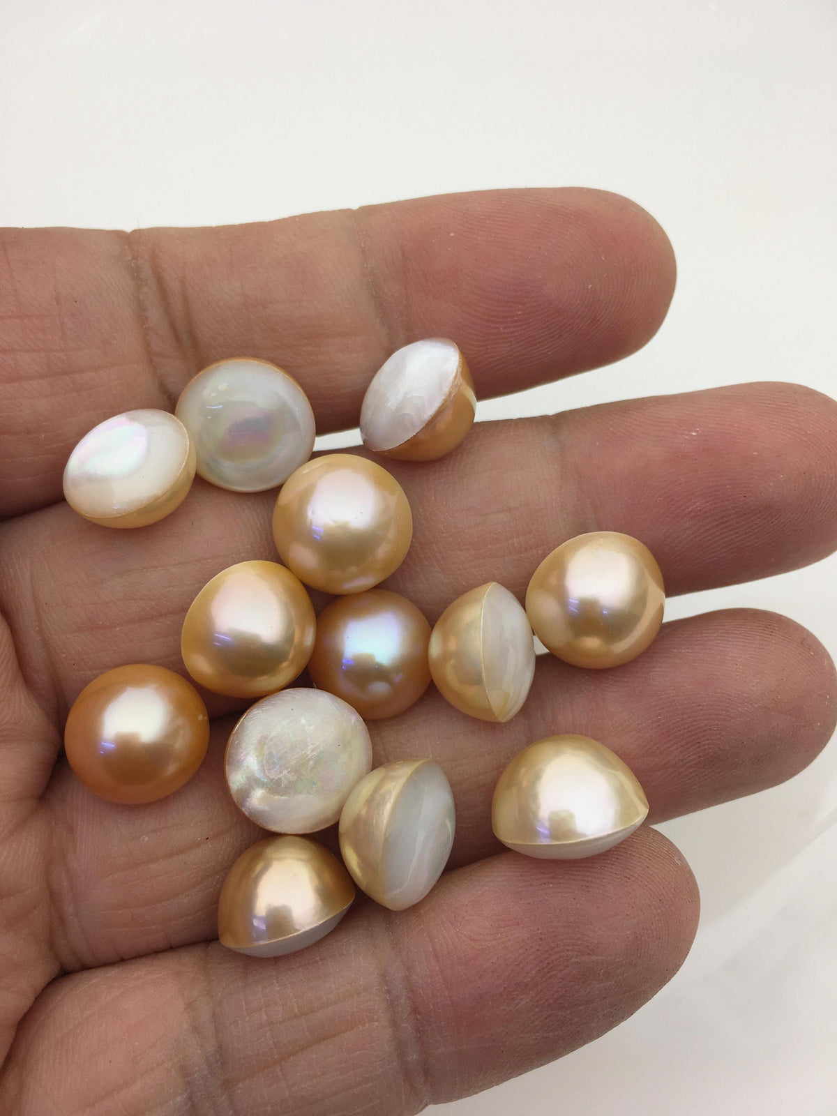 18pcs AAA 11-12mm Natural Orange Baroque Mabe Natural Rainbow Freshwater Pearls,no hole,MB-T13