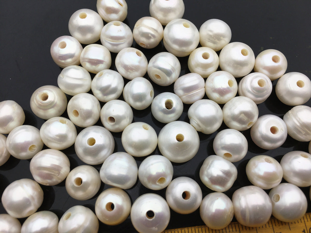 20pcs AA 11.5-12.3mm white Rondelle freshwater pearls,2.2mm large hole,SM11-2A-1
