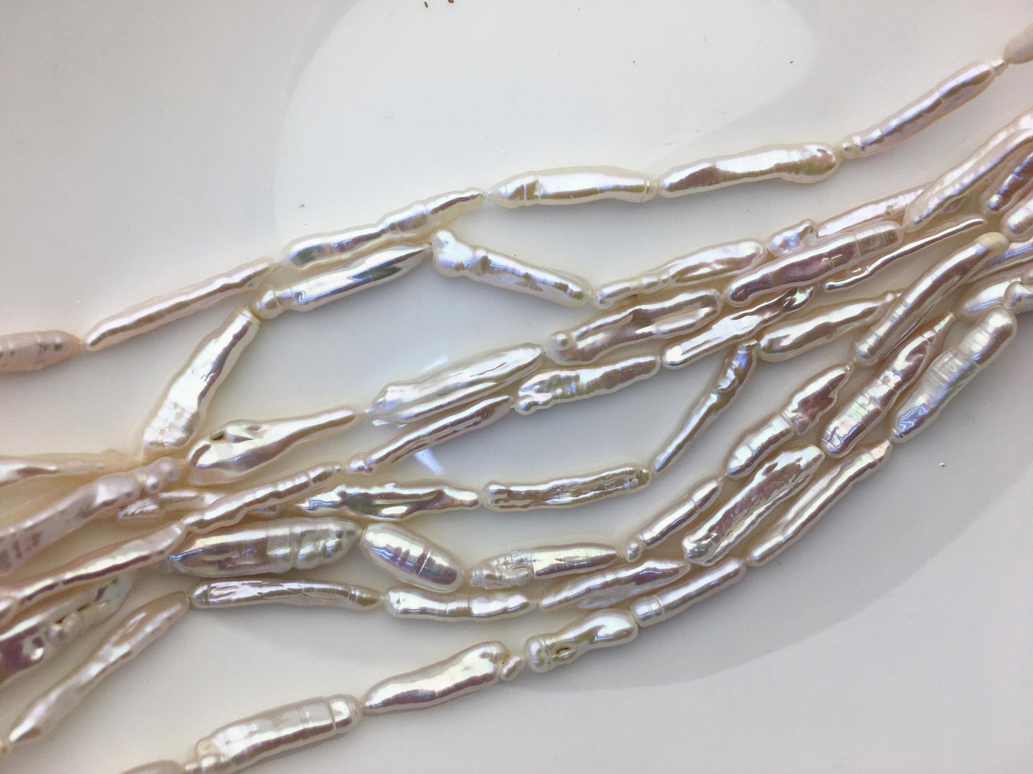 15.5'' AA+ 4-7mm White Toothpick pearls,ZS-80-15