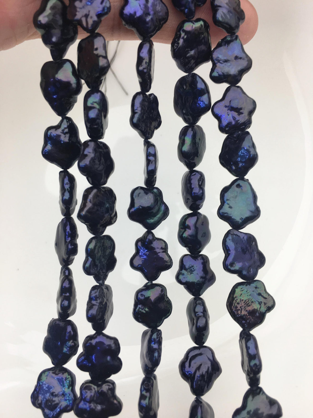 AA 11-12mm deep blue black plum blossom Freshwater Pearl,ZS-119-37