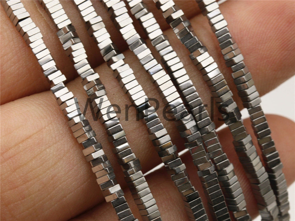 Hematite silver Gray,1mmx2mmx2mm cube square Beads,AAA, 15.5 inches,G50-CU12-001
